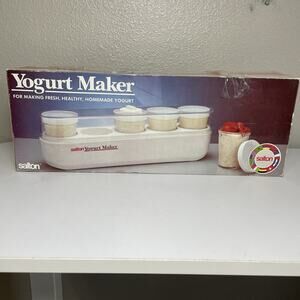 Salton Yogurt Maker GM-5W 5 clear Glasses VTG 1987 For Making Home Made Yogurt